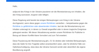 Wichtiger Hinweis: Aktualisierung zur Ukraine