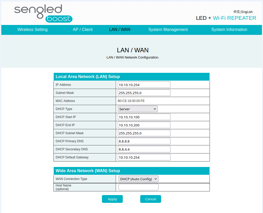 Sengled Boost Bulb LAN Settings