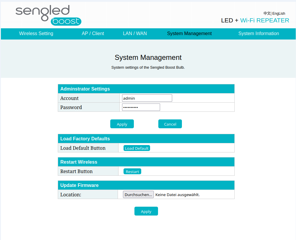 Sengled  Boost Bulb System Management