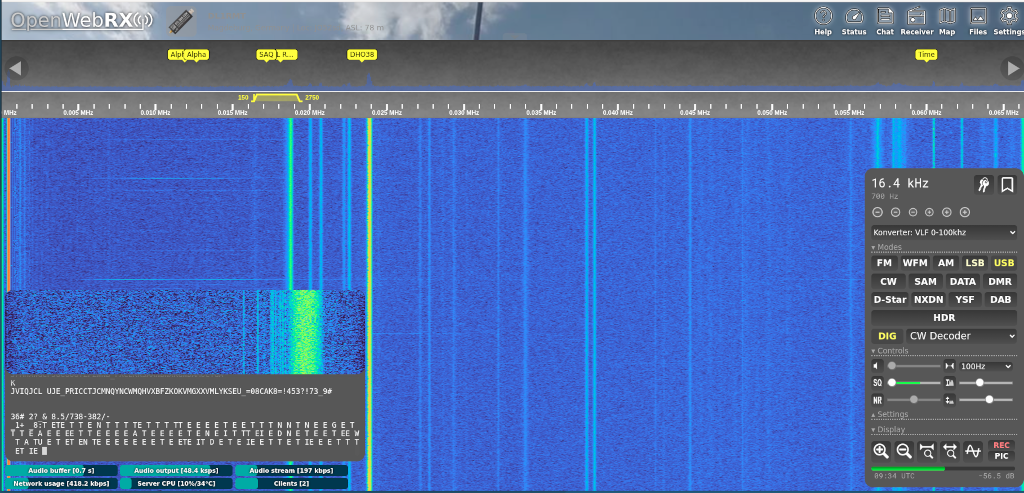 Screenshot der SAQ-Frequenz am 22.10.2025